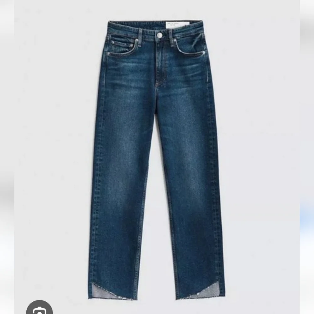 Rag & Bone Blue High Rise Jeans with Distressed Look - Picture 1 of 8